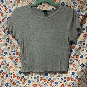 Grey Lettuce cut ribbed crop top